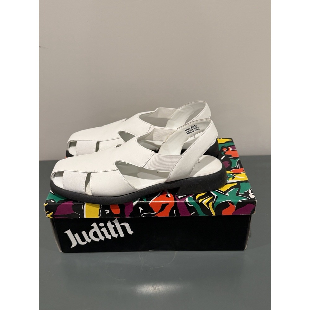 Judith Rachel White Leather Slingback Sandals Style Womens 8.5 NWB